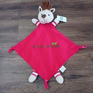 New Linmark Reindeer Plush Lovey My First Christmas Baby Blanket Knotted